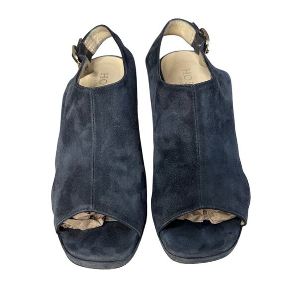 Hobbs London Kali Suede Slingback Heels Size 38 (US 7.5) Navy Blue Dress Shoes - Picture 3 of 10